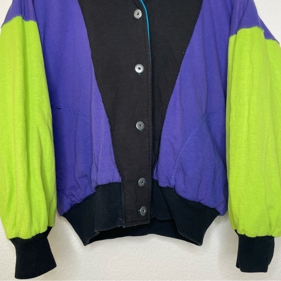 VTG 80’s 90’s color block reversible bomber jacket medium - Picture 7 of 16